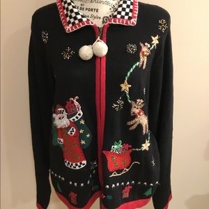 COPY - Christmas Zipper Cardigan Sweater. Size Large